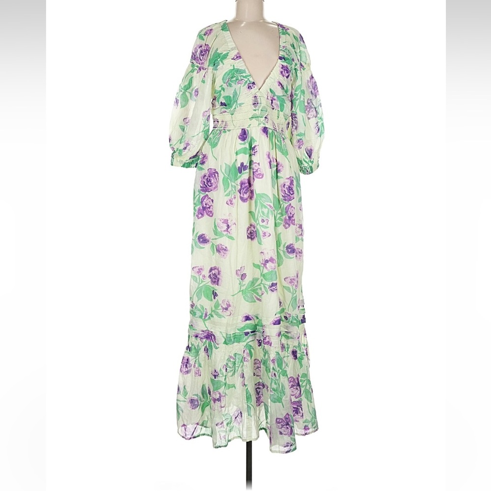 Free People Floral Maxi Dress - Green and Purple - Picture 2 of 3